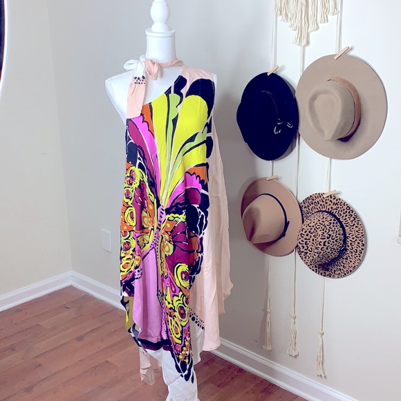 Free people one shoulde dress bold as love Butterfly print size Xs - Picture 4 of 9